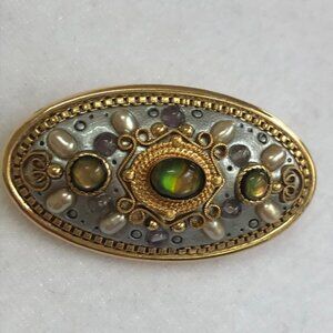 MICHAL GOLAN Pearl/Stone Pendant/Brooch Vintage
